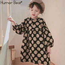 Humor Bear/Коллекция года, осенне-зимние платья для девочек одежда в горошек с длинными рукавами для девочек повседневные платья для маленьких девочек-подростков одежда для девочек
