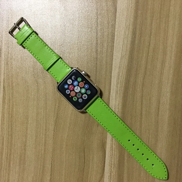 Прочная кожаная Петля для Apple Watch, ремешок серии 1, 2, 3, 4, 5, модный 42 мм, 38 мм, ремень 40 мм, 44 мм, ремешок для iWatch - Цвет ремешка: green