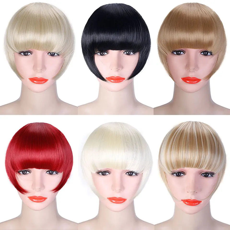 TALANG Neat Front Fringe Clip In  Hair Bangs  Hair Extensions Sweeping Side Blunt Bang Natural Black Brown Hairpieces 3