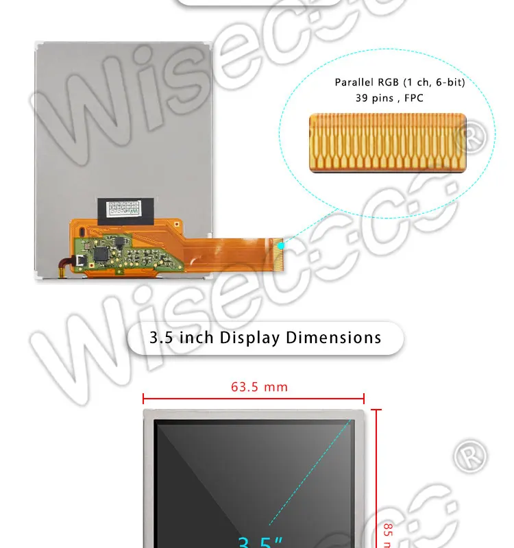 Wisecoco COM35H3833XLC ЖК-экран 3,5 дюйма 240x320 дисплей 50K часов трансфлекторная панель