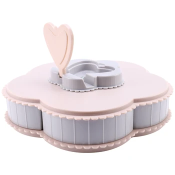 

Petal-Shape Rotating Candy Storage Box Flower Petal Shaped Dried Fruit Plate Nuts Snack Dessert Dish Container Phone Holder Pink