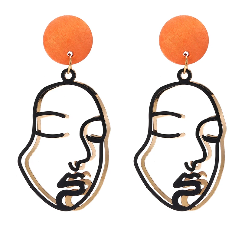 2019 New Arrival Abstract Stylish Hollow Out Face Clip Earrings Without Piercing Girls Statement Charm Earrings images - 6