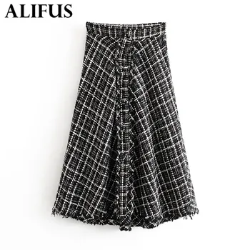 

Fashion Za Women Skirts metallic color Twill 2020 Spring Autumn Skirt Elastic High Waist Long A-Line Female Ladies