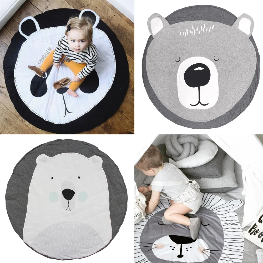 

INS Kids Crawling Carpet Baby Play Mats Animal Round Floor Rugs Baby Bedding Blanket Cotton Game Mats Children Room Decor 90CM