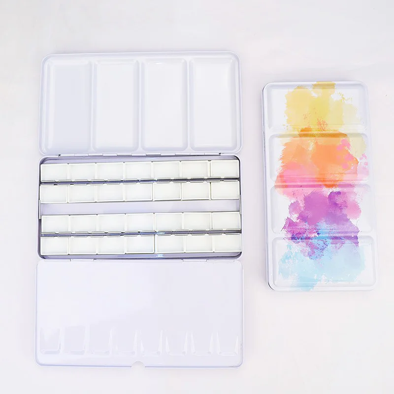24/48Grids Watercolor Paints Tins Empty Palette Painting Storage Paint Tray US 24/48Grids Watercolor Paints Tins Empty Palette Painting Storage Paint Tray US