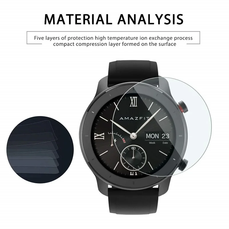 For Xiaomi Huami Amazfit GTR 42mm 47mm Tempered Glass Screen Protector Film for Xiaomi Huami Amazfit GTR Smart Watch Glass Films Apple Watch Screen Protector Watch Screen Protector Case Watch Accessories Watch Screen Protector Watch Cover Watch Protective Cover Glass Cover Watch Accessory