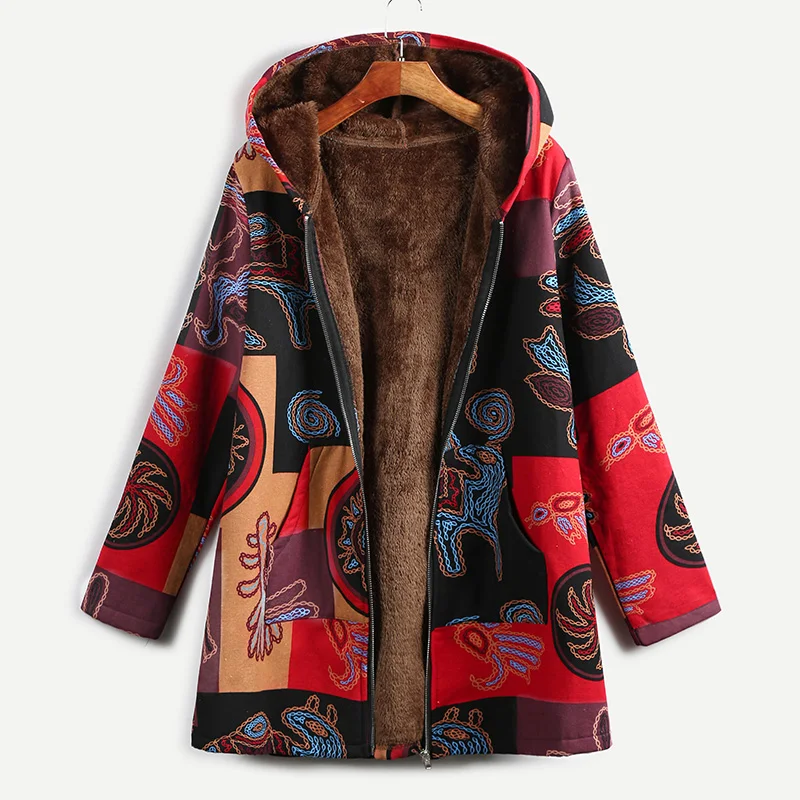 Fashion Hoodies Printed Parka Mujer Winter Coats Women Casual Plus Size Pockets Loose Warm Cotton Jackets Vintage Oversize Coat best winter coats for women