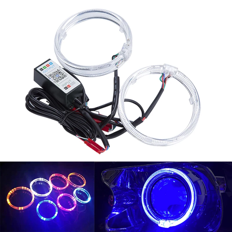 

DERI Car Styling Angel Eyes RGB Lighting APP Control Halo Rings LED Bluetooth 3.0 inch Colorful Retrofit Decoration Lamp