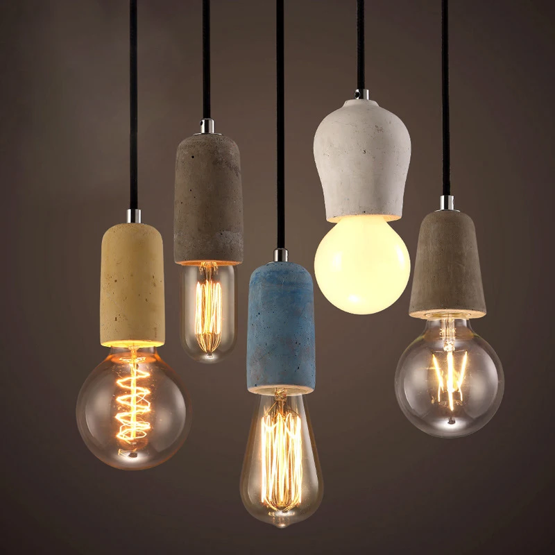 

3 style colorful brief Loft Nordic Cement Pendant lights modern led E27 110V 220V cord lamp Restaurant living room cafe bedroom