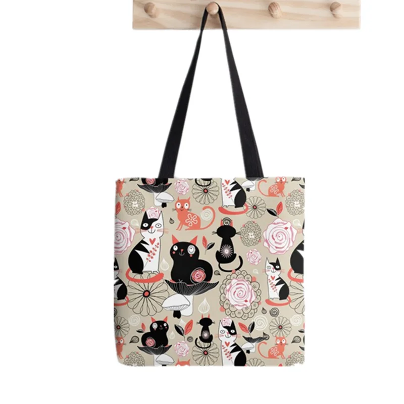 Shopper Floral and Birds IX Tote Bag Print Tote Bag women Harajuku shopper handbag girl Shoulder shopping bag Lady Canvas Bag