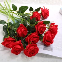 CHENCHENG, 48 см, 11 шт./лот, красные, фиолетовые искусственные цветы, искусственные цветы, роза, для свадьбы, Осеннее украшение, подарок на день Святого Валентина