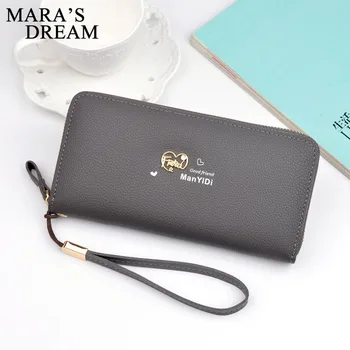 

Mara's Dream 2019 New Ladies Hand Wallet Female Long Zipper Large Capacity Fashion Lychee Pattern Love Wallet Clutch Bag