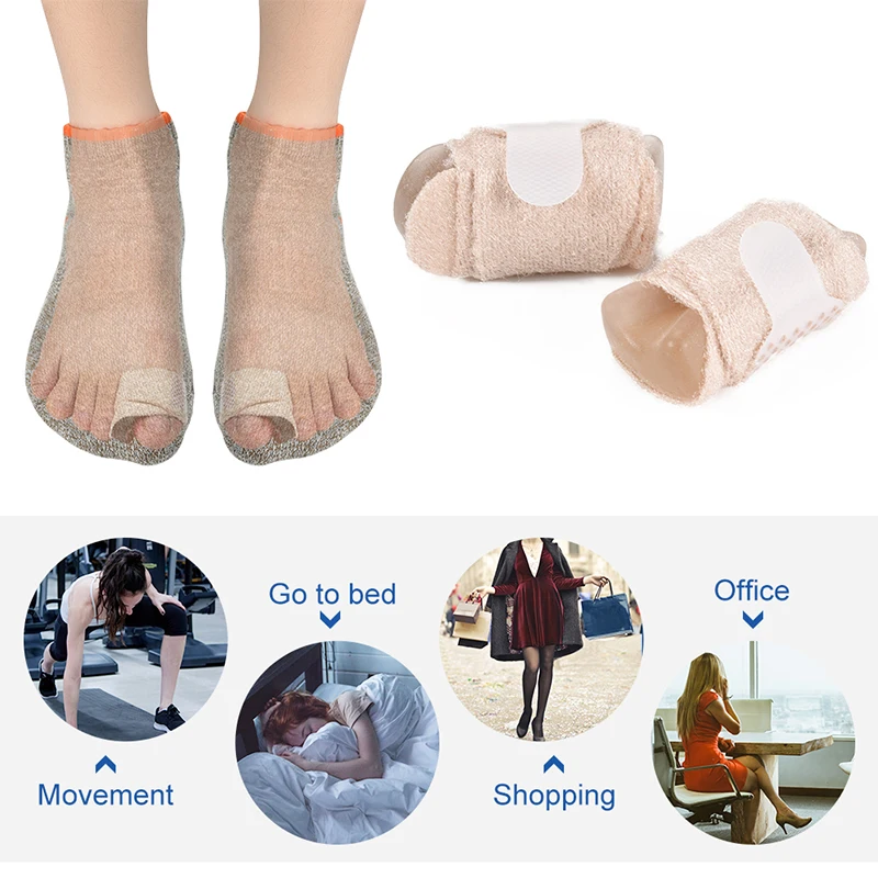 Elino Big Toes Separator Gel Bunion Corrector Bandage Hallux Valgus Toe Protector Foot Bone Straightener Feet Care Tool