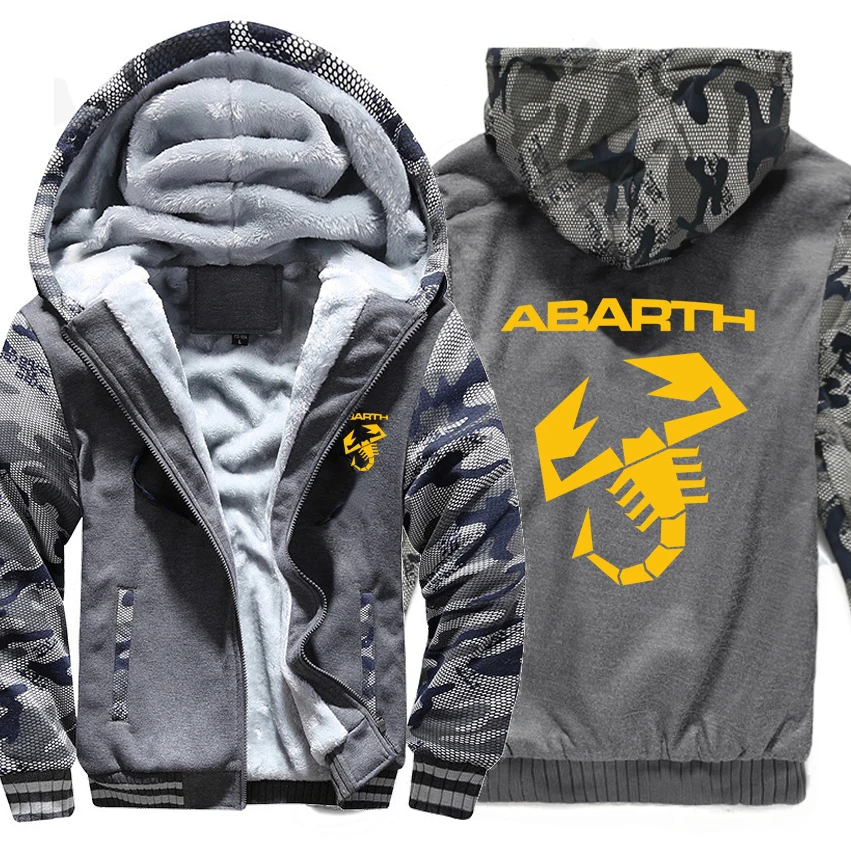 Автомобиль ABARTH толстовки с принтом логотипа зимняя утепленная камуфляжная куртка на молнии с рукавами для мужчин и женщин флисовая камуфляжная толстовка с капюшоном