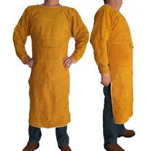 Сварочный фартук огнестойкий с длинным рукавом сварщик защитная одежда спилок огнестойкий износостойкий анти-обжигающий фартук