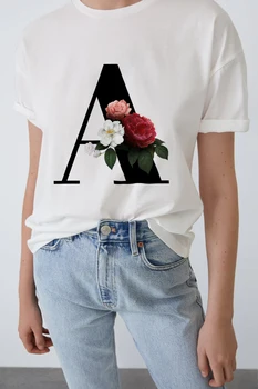 

Kawaii Letter Fashion Womens T-shirt Custom Name Combination Letter T-shirt Harajuku Casual Top Size O-neck T Shirt Pattern