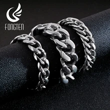 Fongten мужской браслет из нержавеющей стали Винтажный серебряный браслет с широкой цепочкой браслет на запястье Мужские аксессуары браслет бижутерия