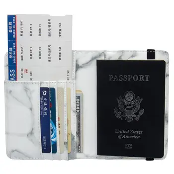 

Marble Passport Travel Leather Organizer Holder Card Case Protector Cover Wallet