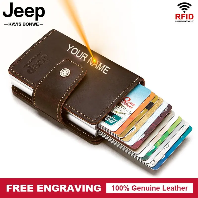

RFID Blocking Men Credit Card Holders Business ID Card Case Automatic Card Holder Aluminium Bank Card Wallets Free Engraving
