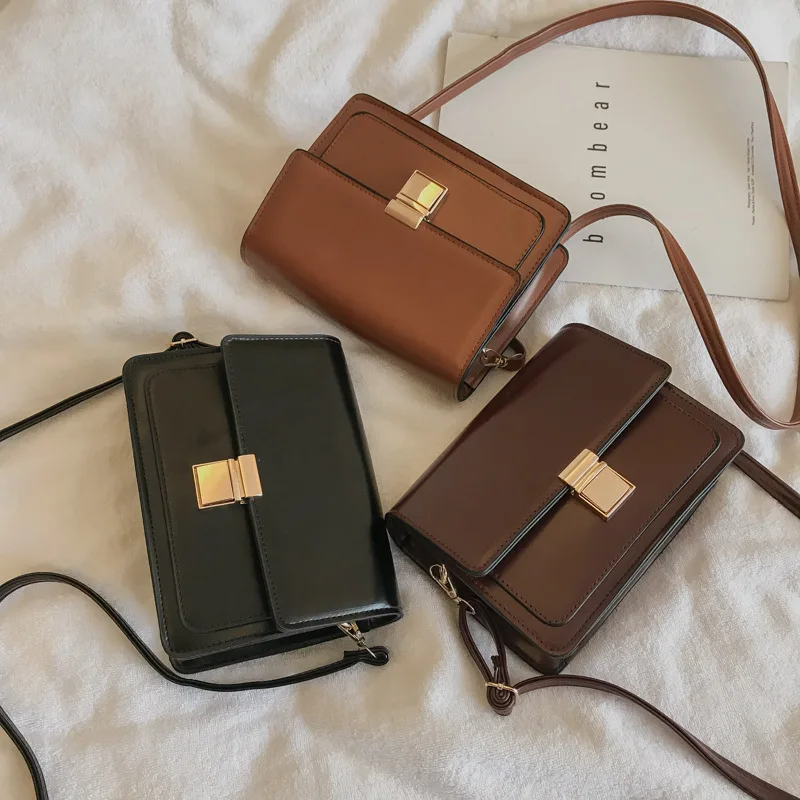 

2019 Spring New Style Simple PU Leather Square Sling Bag Korean-style Fashion Versitile Fashion Shoulder Bag