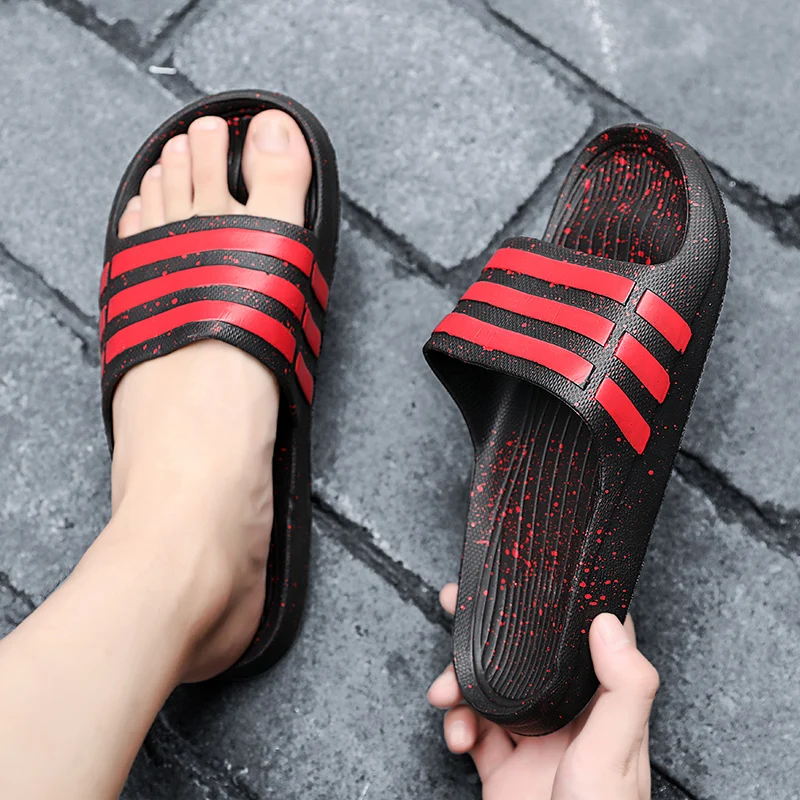 Summer Men's Slippers Slides EVA Men Shoes Couple Flip Flops Soft Black And White Stripes Casual Slippers Male Chaussures Femme