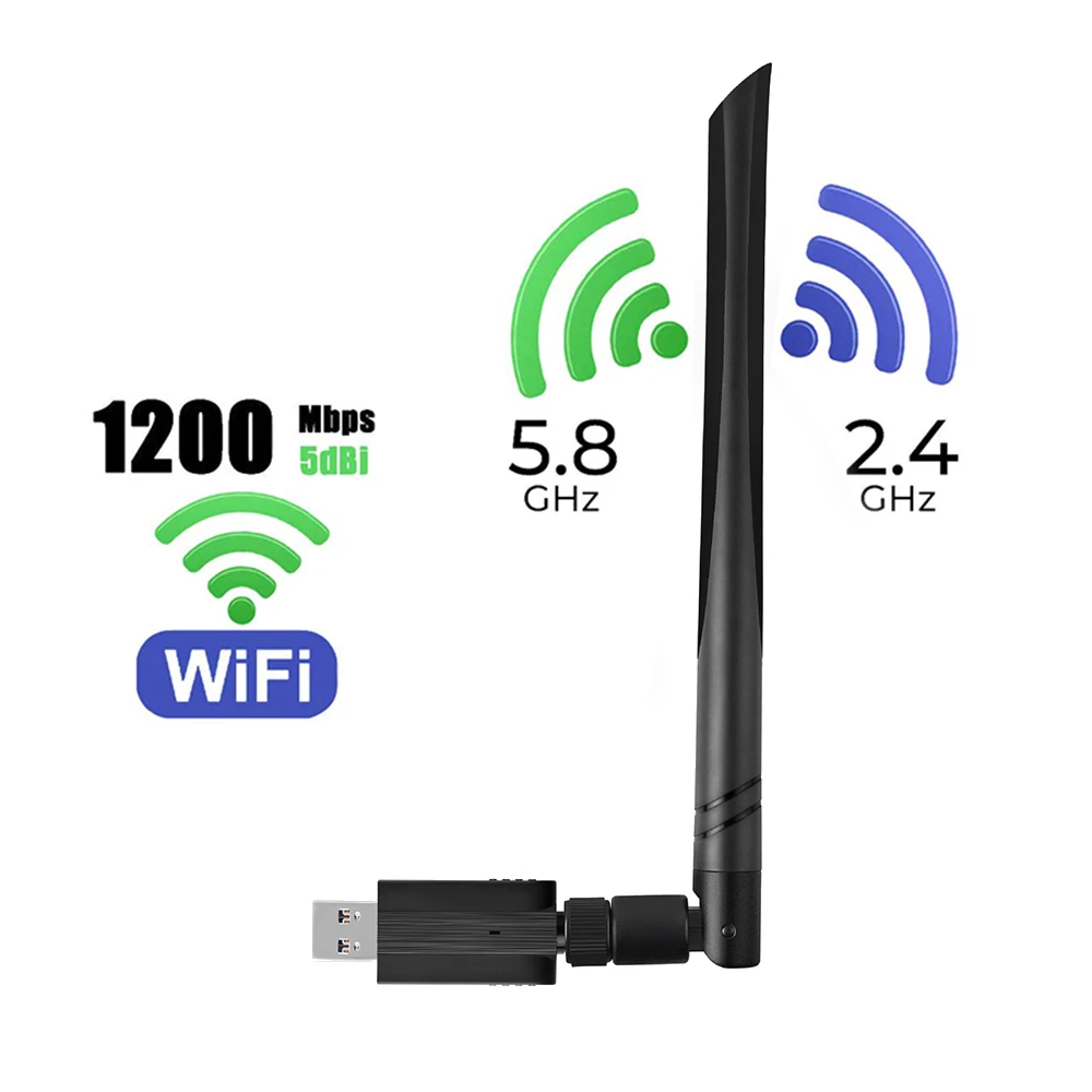 

Satxtrem Wireless USB WIfi Adapter 1200 mbps USB Wi-fi 2.0 USB 3.0 Dual Band 5.8G/2.4G Network Card LAN Laptop Desktop PC MAC