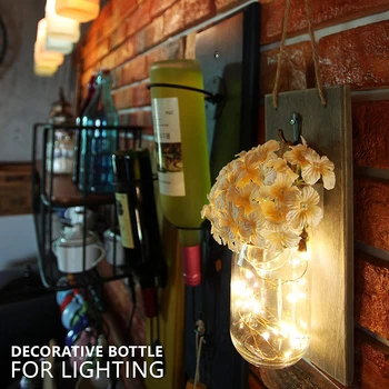 

2pcs Outdoor Decor Wedding Decoration Lighting Retro LED Wooden Mason Jar Lantern Simulation Flower Wall String Flashlight