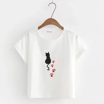 

2018 new summer wear T-Shirts printed women's wear students' loose fitting thin and regular bottoming shirt
