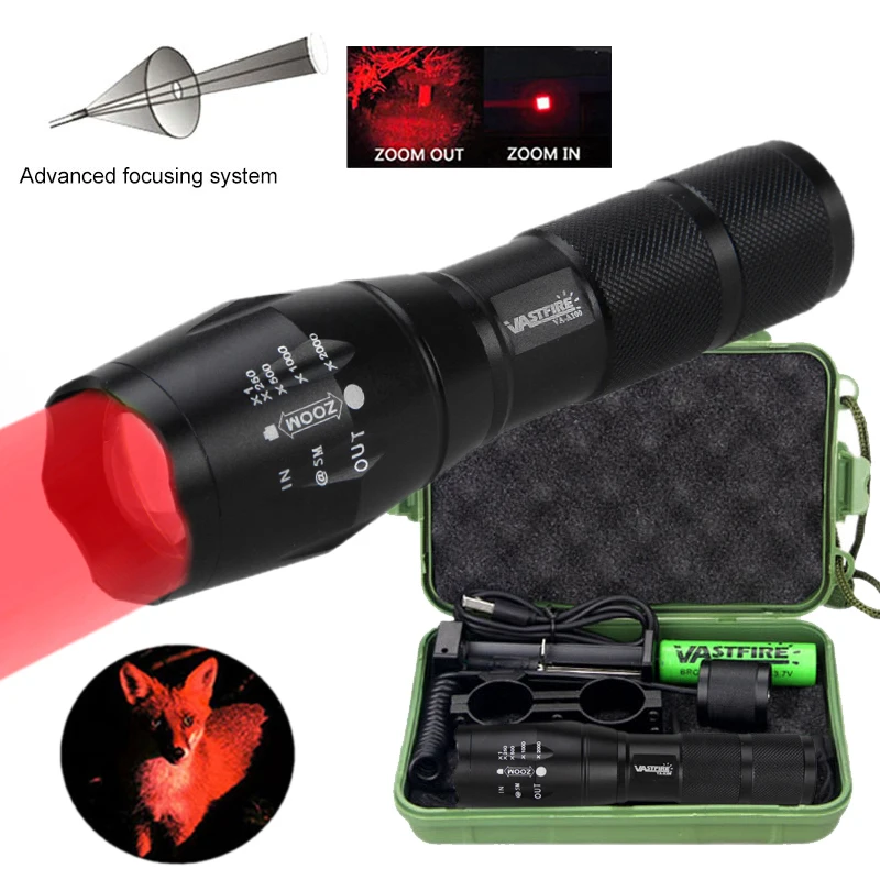 A100 Taschenlampe LED Torch Tactical Rotlicht Lampe Jagd Raubtiergewehr 