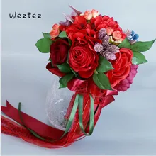 Свадебный букет из искусственных цветов Свадебный цветок букет роз хрустальные свадебные букеты SPH76