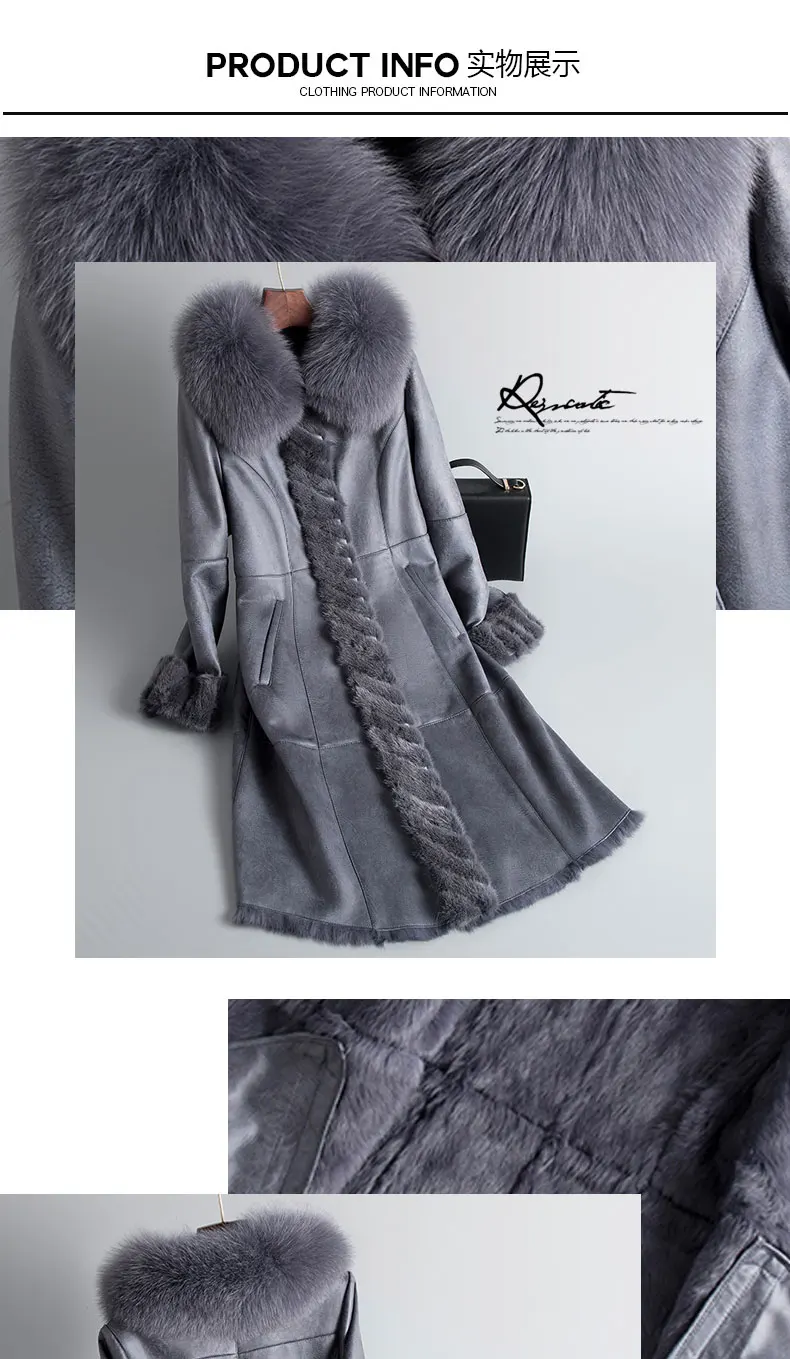 Natural Rabbit Fur Coat Female Vintage Real Fox Mink Fur Collar Jacket Women Clothes Korean Streetwear Shearling Coats 1113