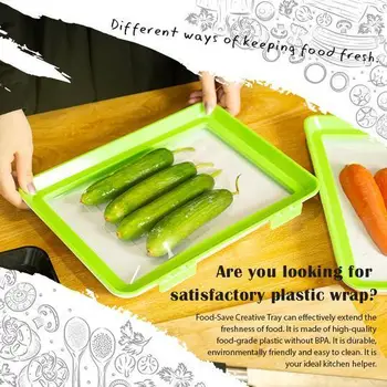 

Rectangular Creative Food Preservation Tray Stackable Food Fresh Tray Magic Elastic Fresh Tray Reusable Food Storage Container