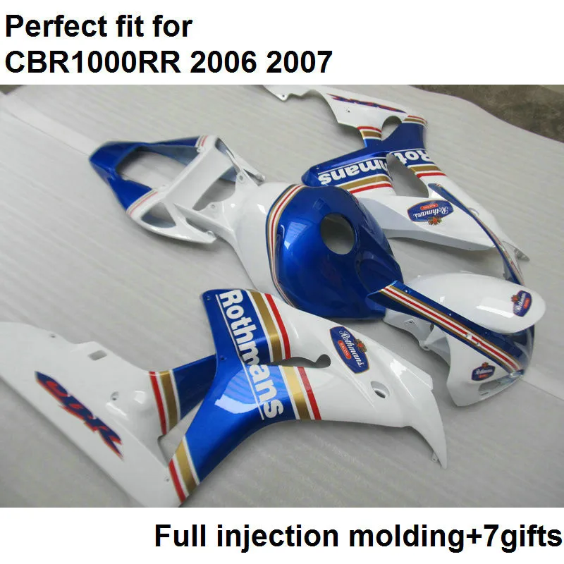 Высокое качество ABS Обтекатели для Honda CBR1000RR 06 07 сине-белый обтекатель комплект CBR 1000RR 2006 2007 SZ26