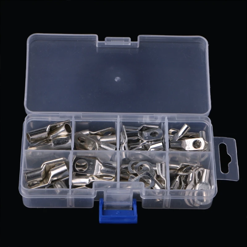 

60 Pcs Assorted Crimp Terminals Set Bolt Hole Tin Plated Copper Wire Connector