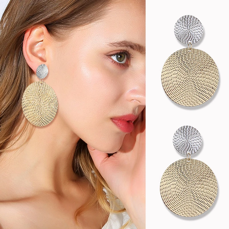 

Drop Earrings For Women Fashion Geometric Square Round Coin Earrings Punk Gold Indian Long Drop Earrings 2019 New Jewelry Gifts