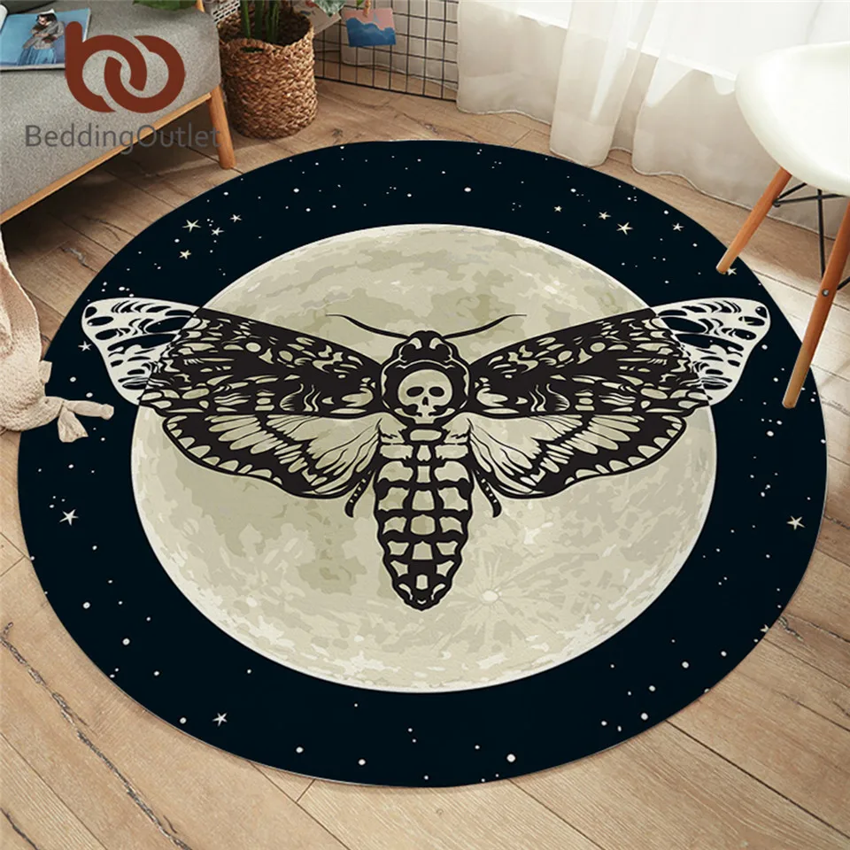 Mat Carpet Floor-Mat Area-Rug Skull Death Moth Living-Room Star Round Moon Butterfly