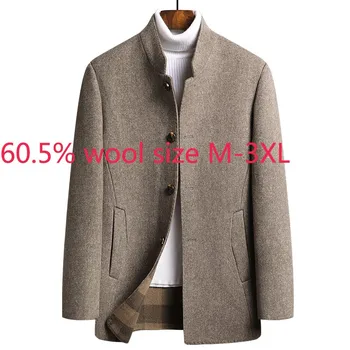 

New High Quality Winter Men Handmade Double Faced Woolen Coat Cashmere Windbreaker Casual Mandarin Collar Thick Size MLXL2XL3XL