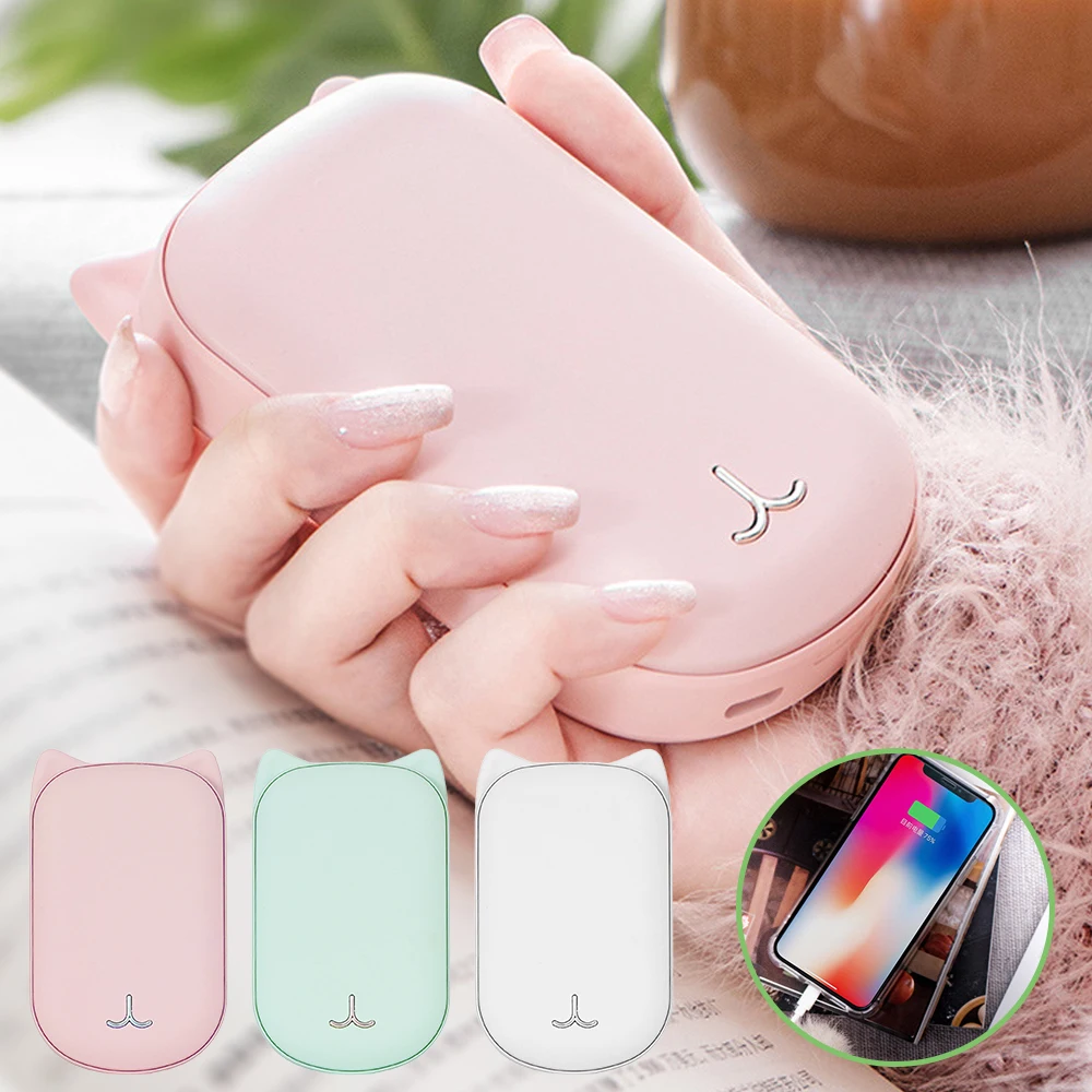  3600mAh Power Bank Hand Warme Mini Pocket USB Rechargeable Hand Warmer Electric Double-Sided Heatin