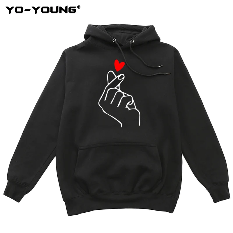 Yo Young New Finger Heart Hoodies Sweatshirts For Women Gesture Of Love Fleece Inside Fashion Warm Hooded Thick Sweatshirt Yo Young New Finger Heart Hoodies Sweatshirts For Women Gesture Of Love Fleece Inside Fashion Warm Hooded Thick Sweatshirt