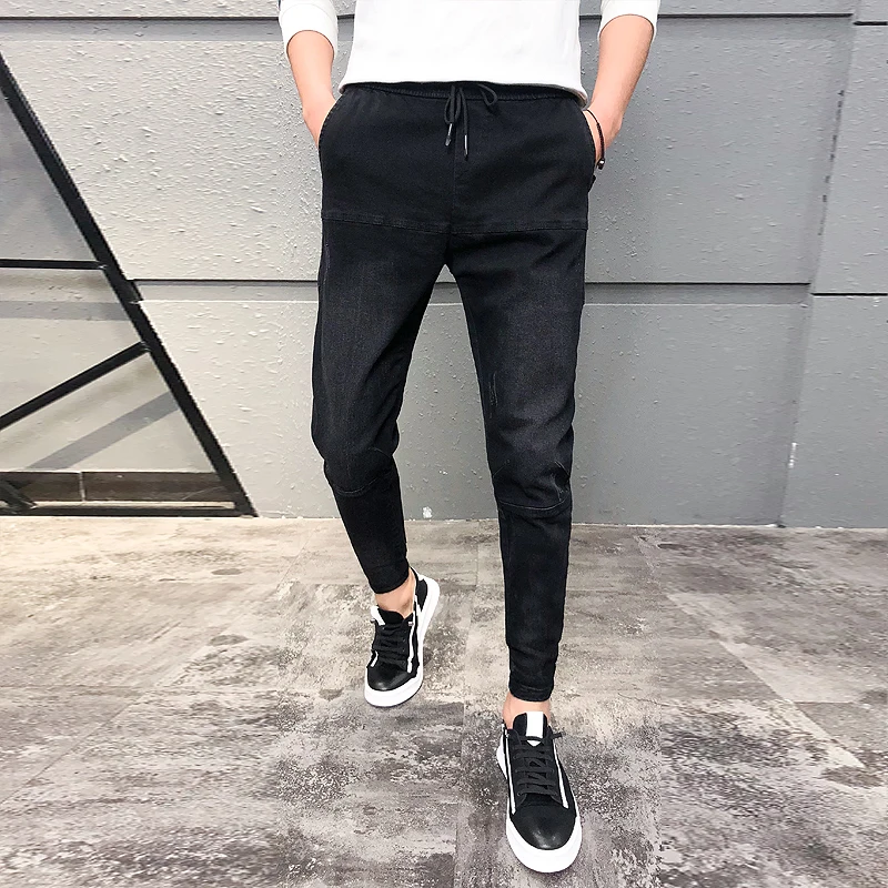 

Autumn Winter Men Pants Black Solid Korean Slim Fit Mens Joggers All Match Drawstring Hip Hop Casual Trousers Men Clothes 2020
