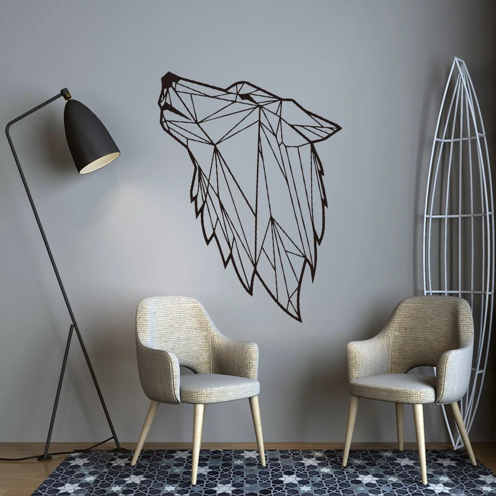 Геометрический волк художественная виниловая настенная наклейка для наклеек