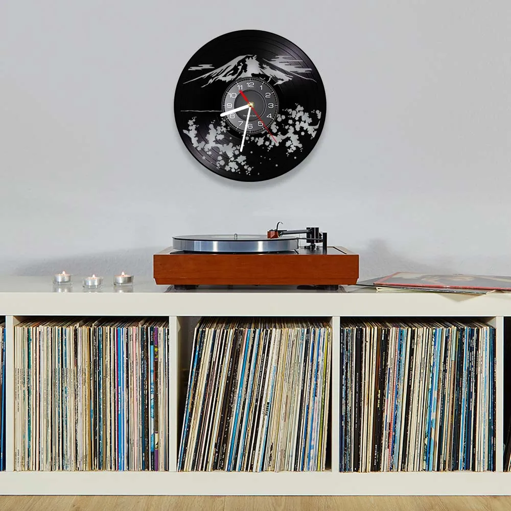 Fudziyama Vinyl Wall Clock Record Room Unique Gift For Office Home Decoration 