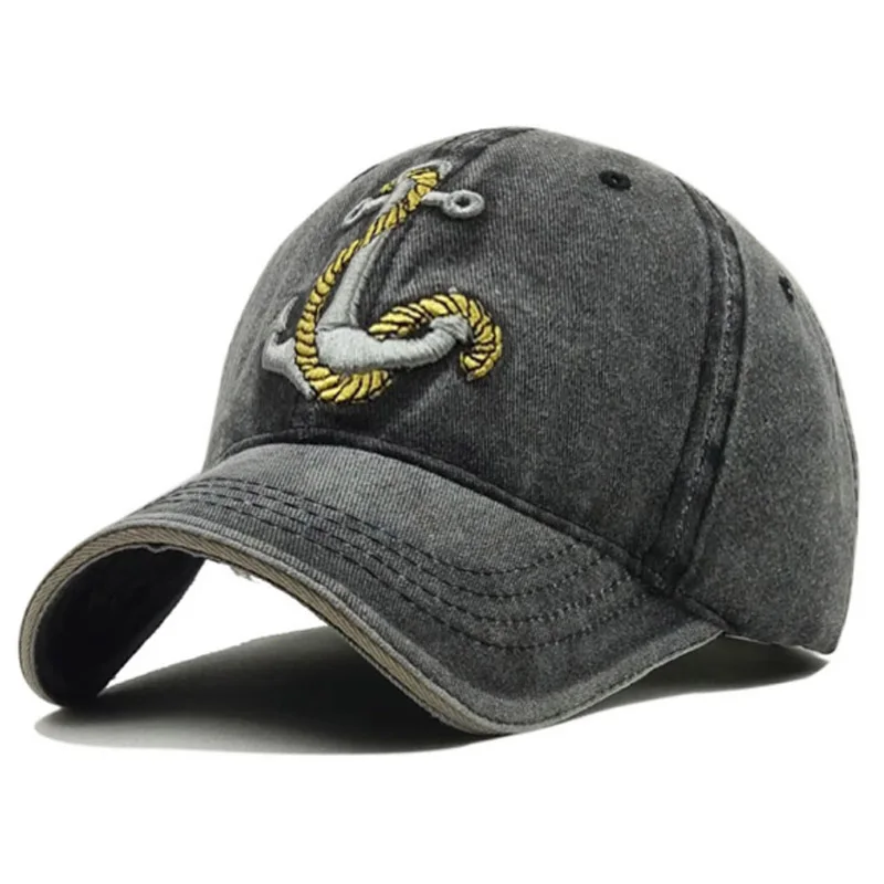Бейсбольная кепка из потертого хлопка Повседневная Кепка с якорем Snapback летняя в