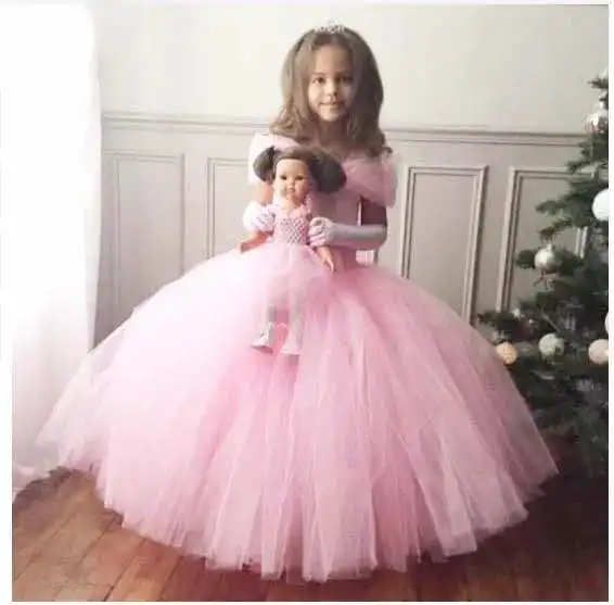 Pink Princess Kids Girls Tutu Dresses Tulle Straps Butterfly