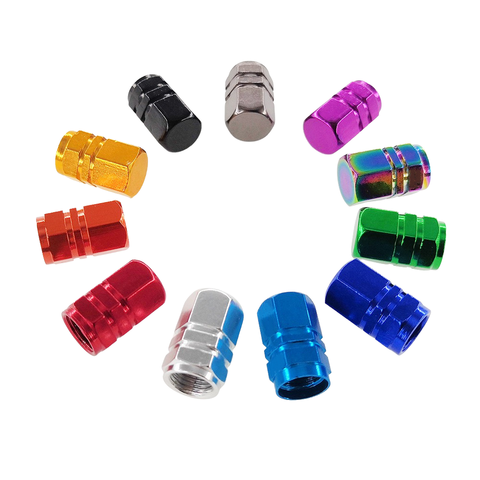 VEKMEK 4pcs Aluminum Car Tire Valve Caps Hex Alloy Tyre Valve Stem Cover Air Dust Cap Truck Bus Wheel Rim Valve Stem Cap