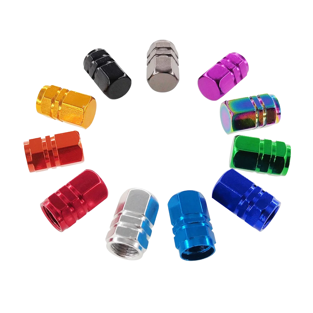 4pcs Aluminum Car Tire Valve Caps Hex Alloy Tyre Valve Stem Cover Air
