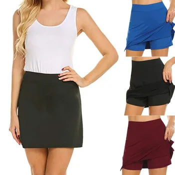 

Women Anti-Chafing Pencil Skirts With Shorts Tennis Golf Workout Sports Pantskirts 2019 New Faldas Mujer