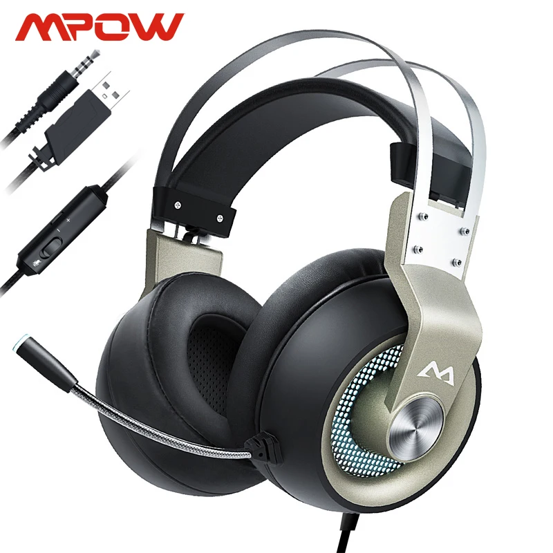 Mpow EG3 Pro Gaming Headphones For iPad PS4 PC Laptop Tablet Phones 3.5mm Jax & USB Cable Support Volume/Mic Control 50mm Driver Mpow EG3 Pro Gaming Headphones For iPad PS4 PC Laptop Tablet Phones 3.5mm Jax & USB Cable Support Volume/Mic Control 50mm Driver