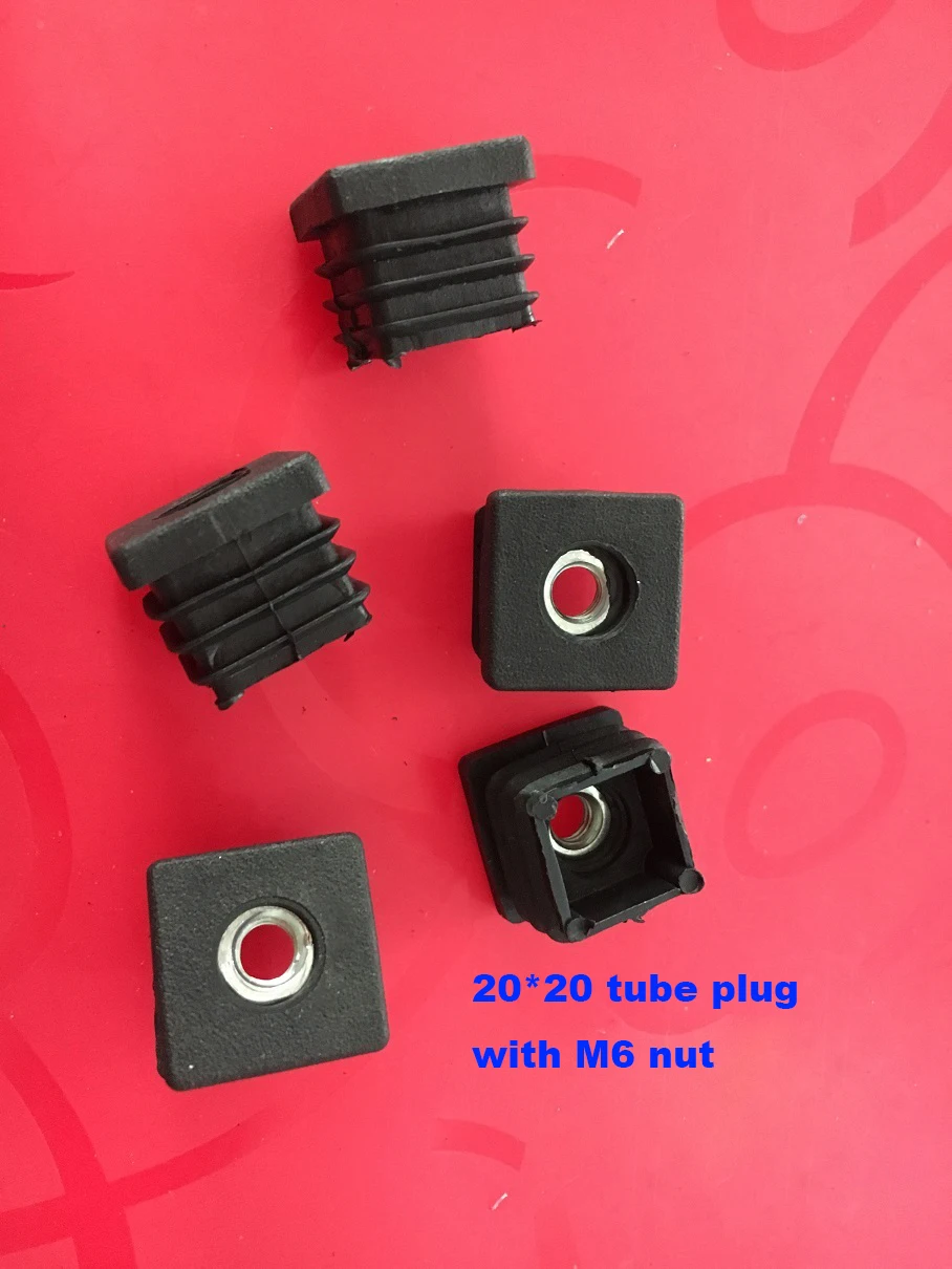 

20X20mm m6 steel Nut embedded square blanking tube plastic plug cap cover ending,pads, roller bolt screw set screw on feet pad