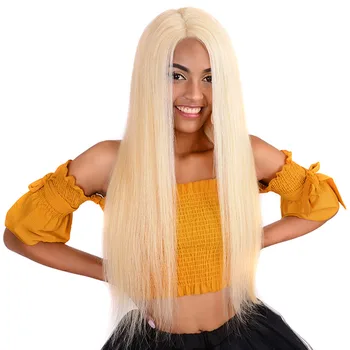 

Light Blonde Silk Base Human Hair Wigs 5*5 Silk Top Lace Closure Wig Straight 26" Virgin Europran Remy Hair Lace Front Wigs #613